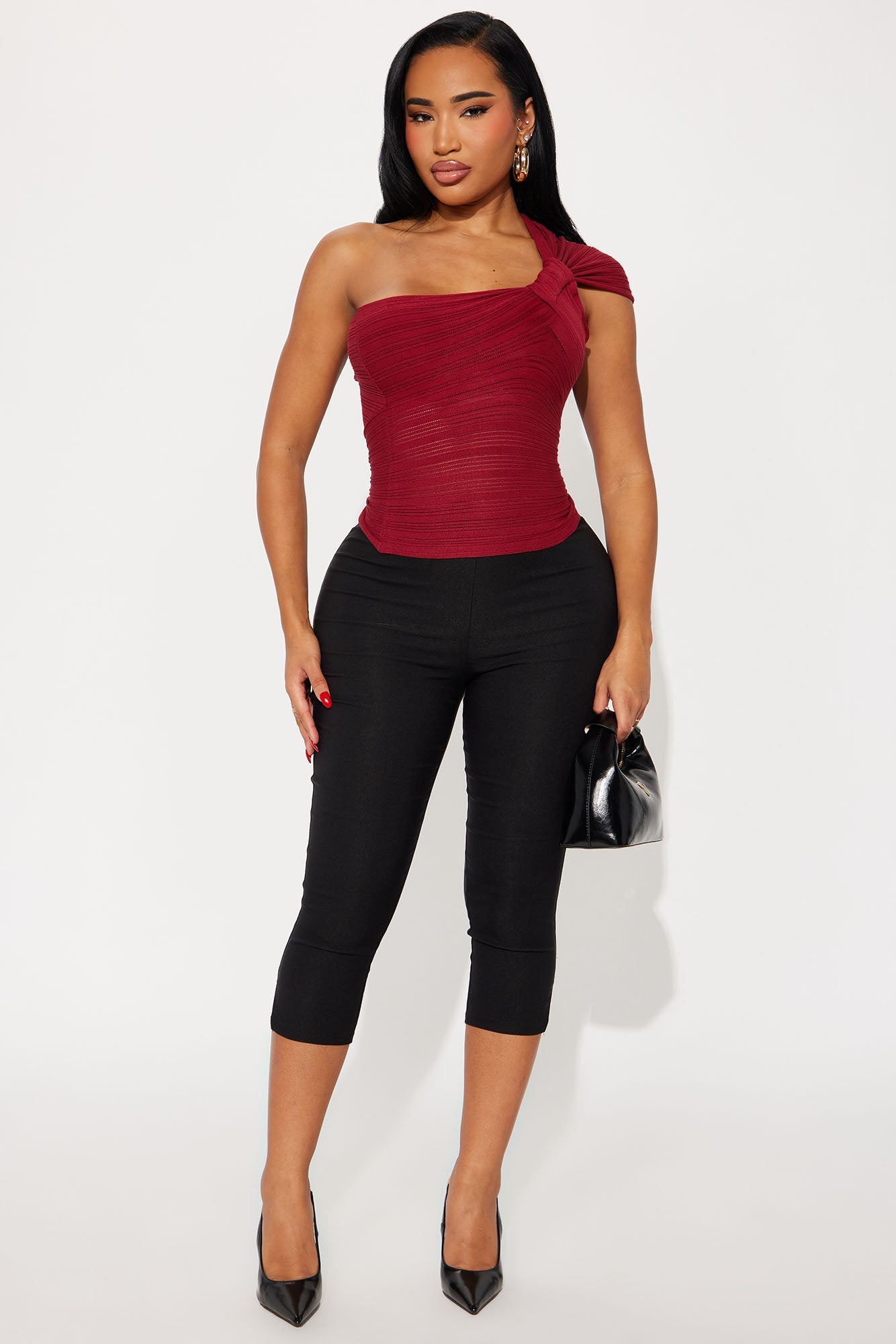 Just Because Knot Sweater Top - Burgundy