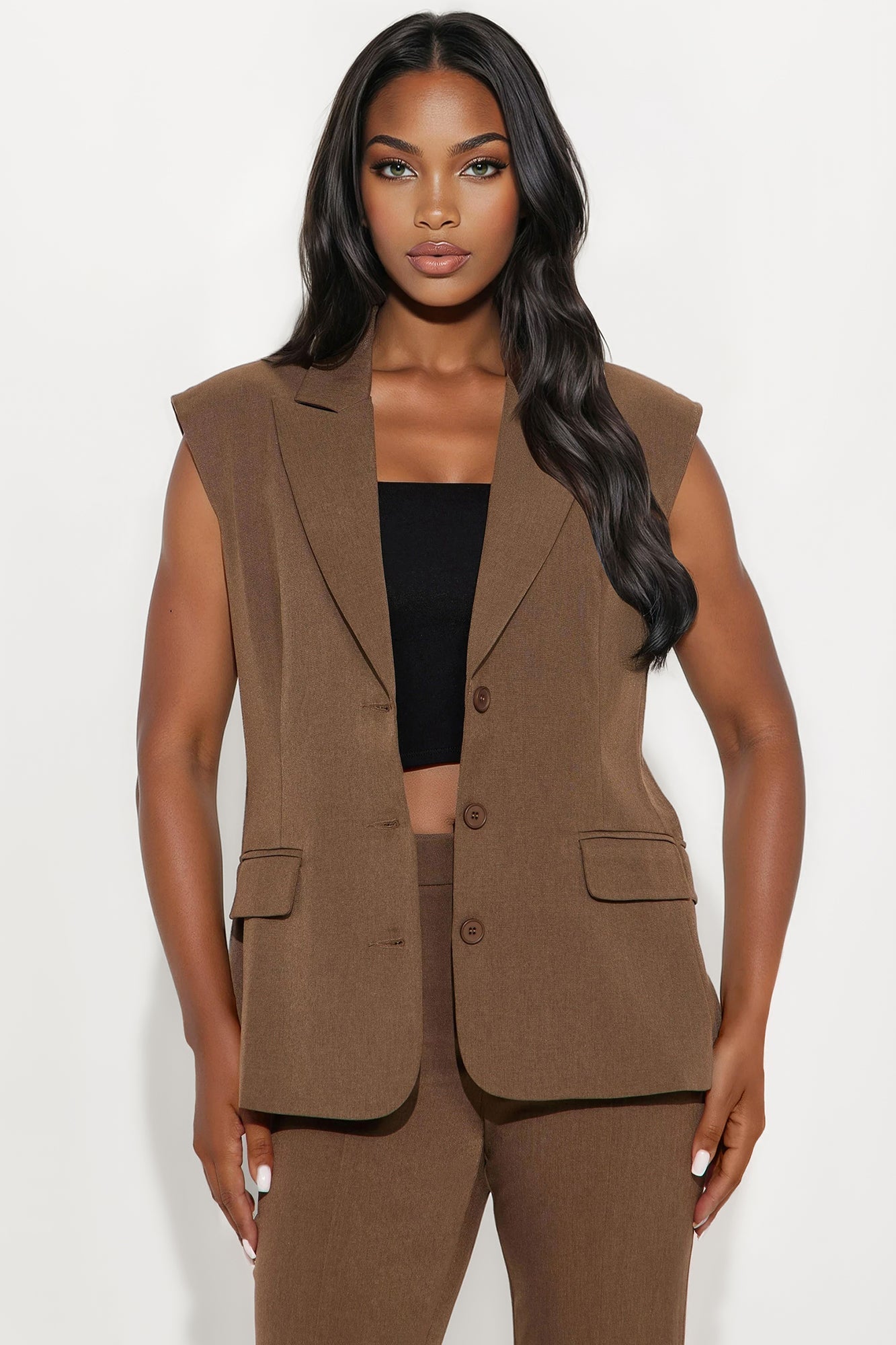 Minimal Effort Business Vest - Brown