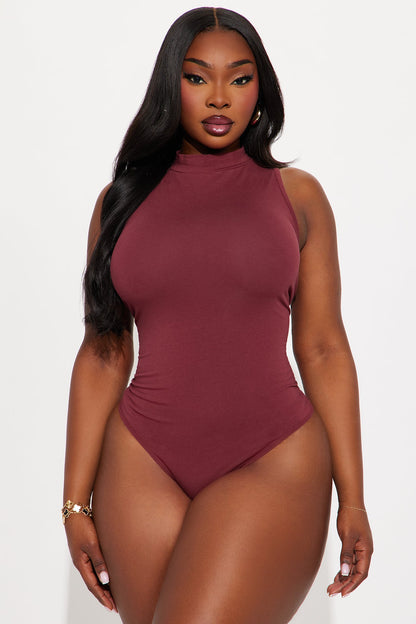 Mel Sleeveless Mock Neck Bodysuit - Burgundy