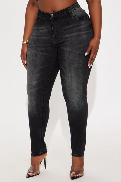 Simply Classic Mid Rise Skinny Jeans - Black Wash