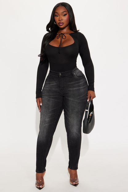 Simply Classic Mid Rise Skinny Jeans - Black Wash