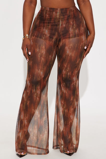 Janika Mesh High Rise Flare Pant 33 - Brown/combo