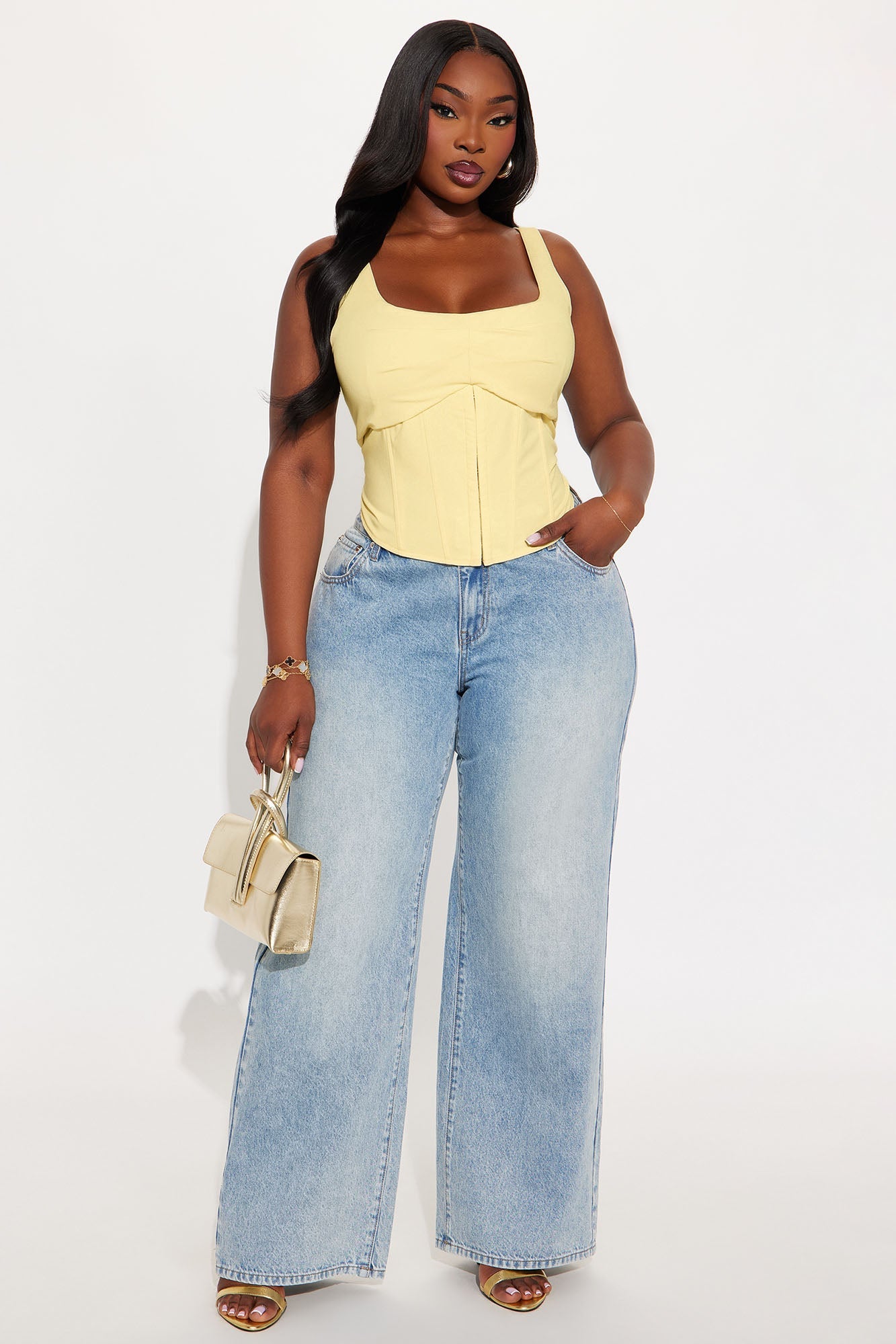 Coastal Breeze Corset Top - Yellow