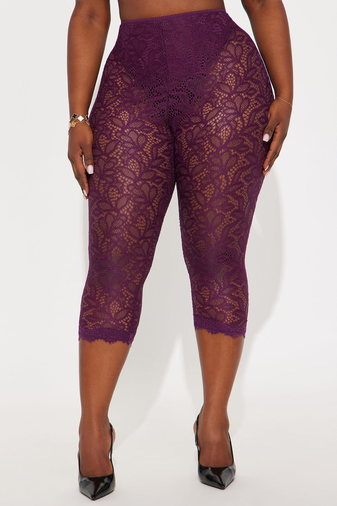 I Feel Love Lace Capri Legging - Plum