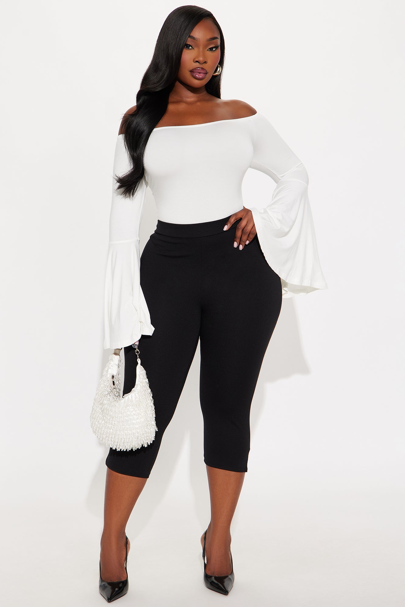 Shani Long Sleeve Off Shoulder Bodysuit - White