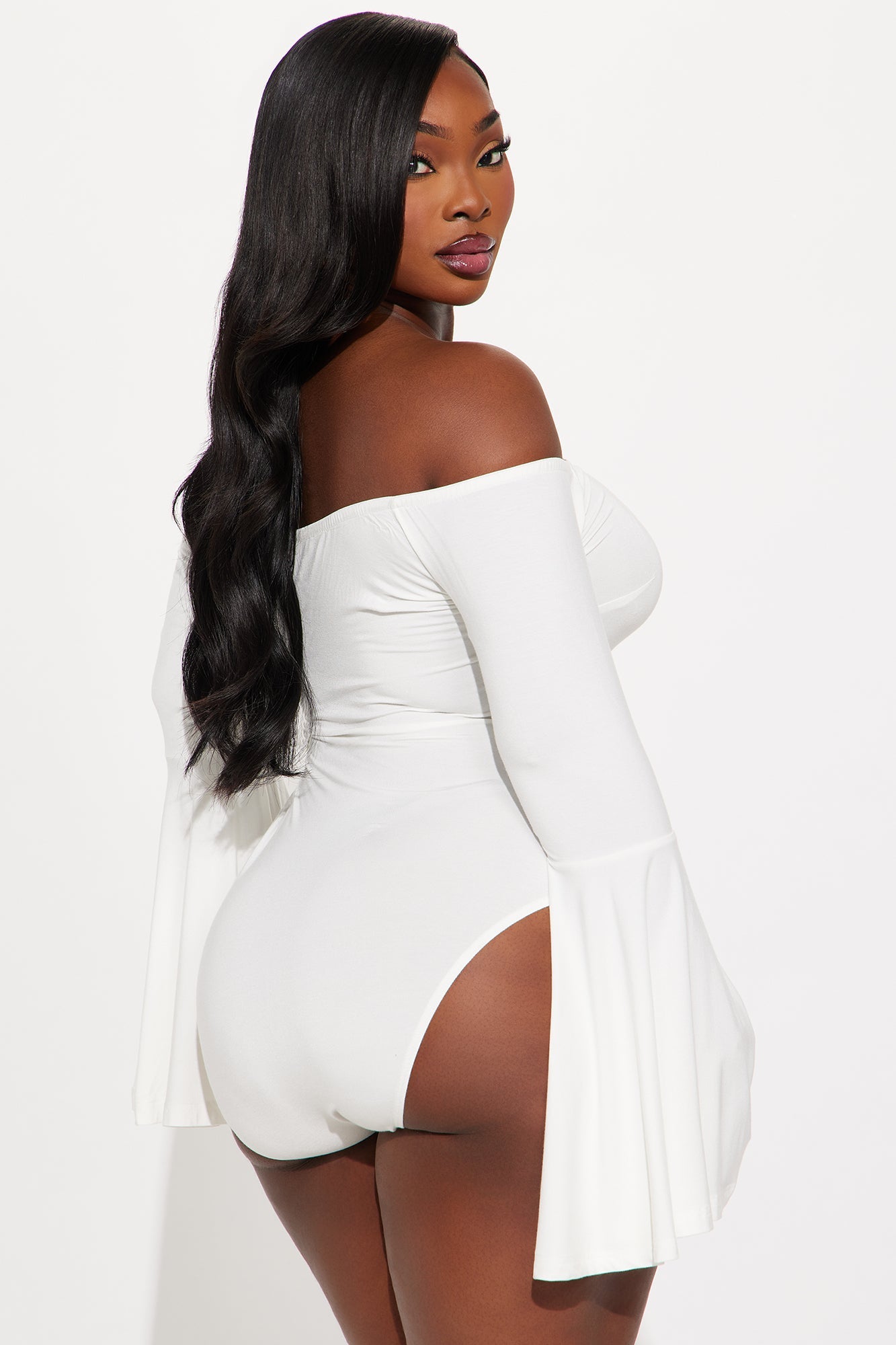 Shani Long Sleeve Off Shoulder Bodysuit - White