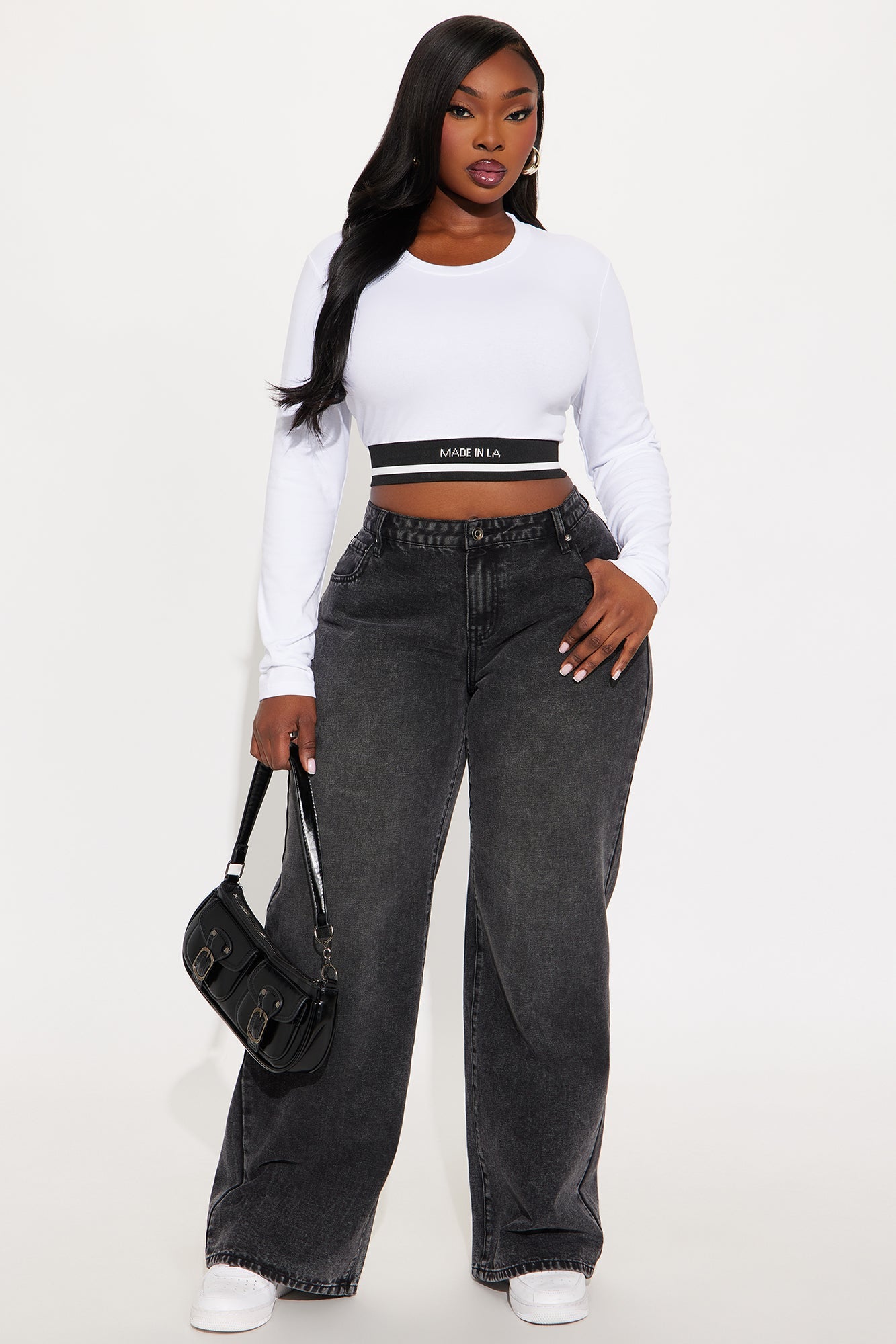 Made In LA Long Sleeve Baby Tee - White/combo