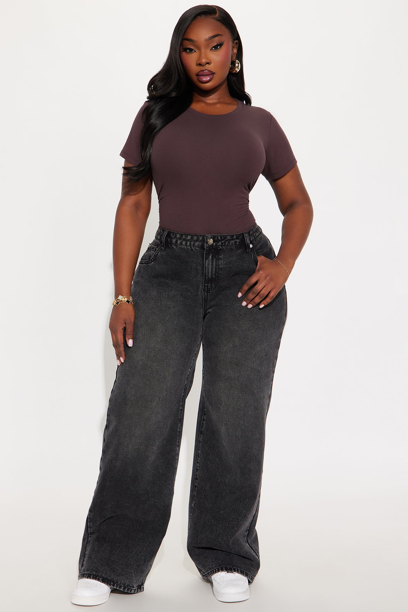 Leanne Crew Neck Bodysuit - Chocolate