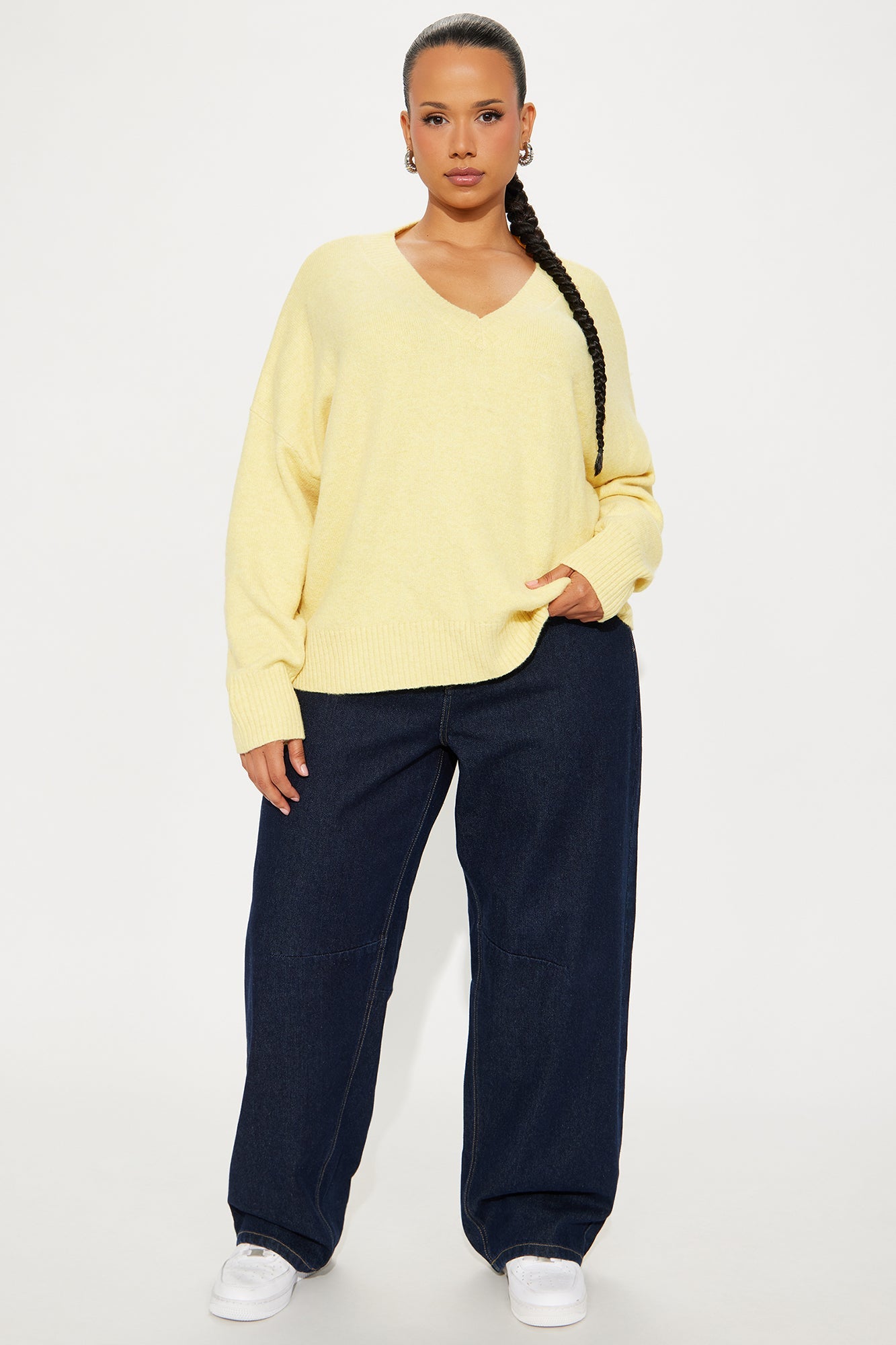 Kaitlyn V Neck Sweater - Butter Yellow
