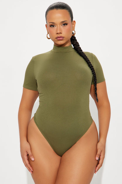 Basic Mock Neck Bodysuit - Olive