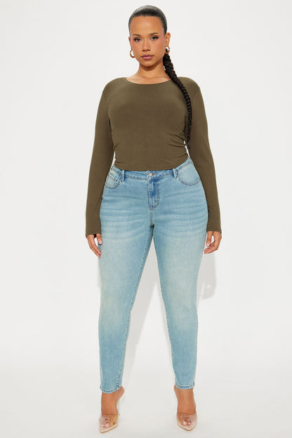 Jaclyn Cropped Long Sleeve Top - Olive