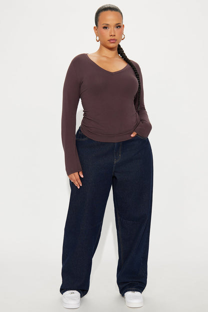 Nara Long Sleeve Top - Dark Brown