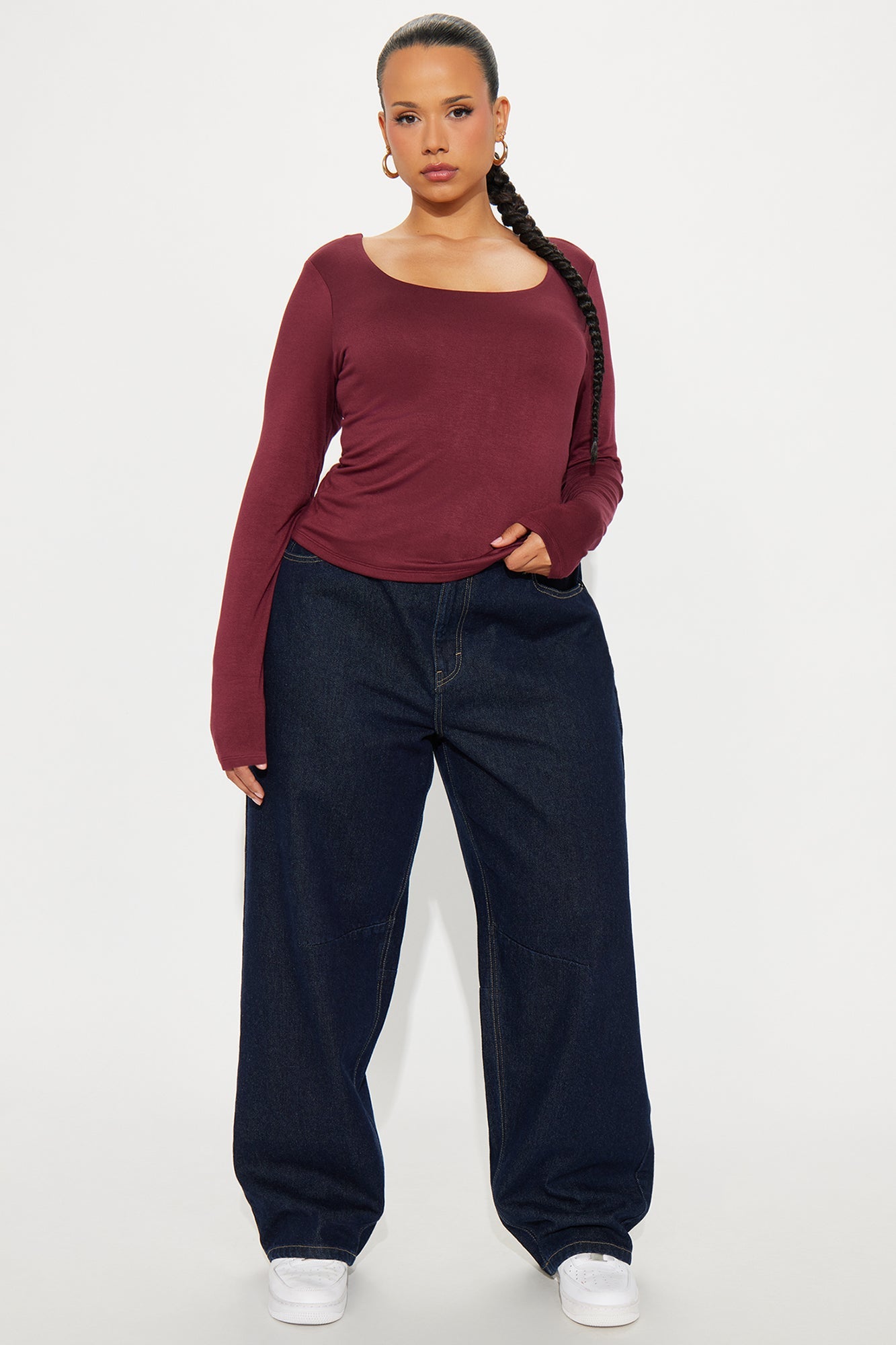 Yasmeen Square Neck Top - Burgundy