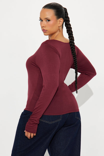Yasmeen Square Neck Top - Burgundy