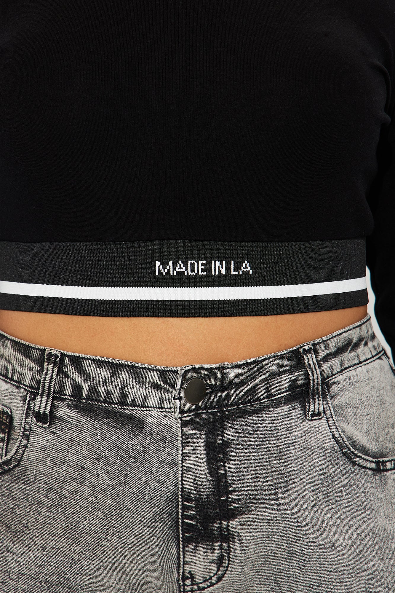 Made In LA Long Sleeve Baby Tee - Black/combo