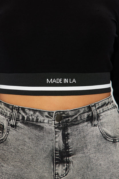Made In LA Long Sleeve Baby Tee - Black/combo