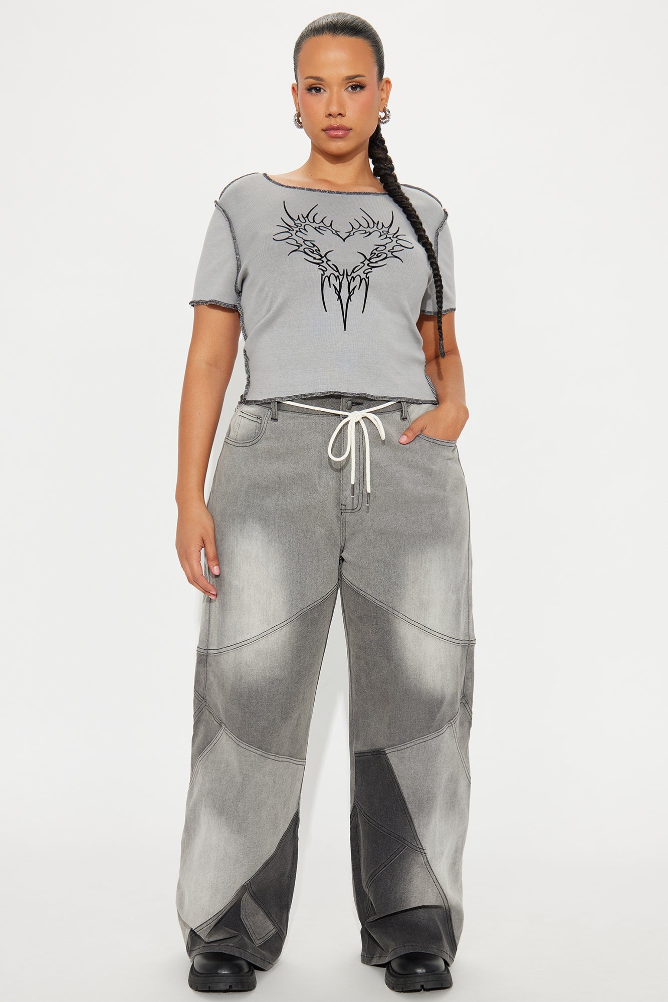 Tattooed Heart Baby Tee - Grey
