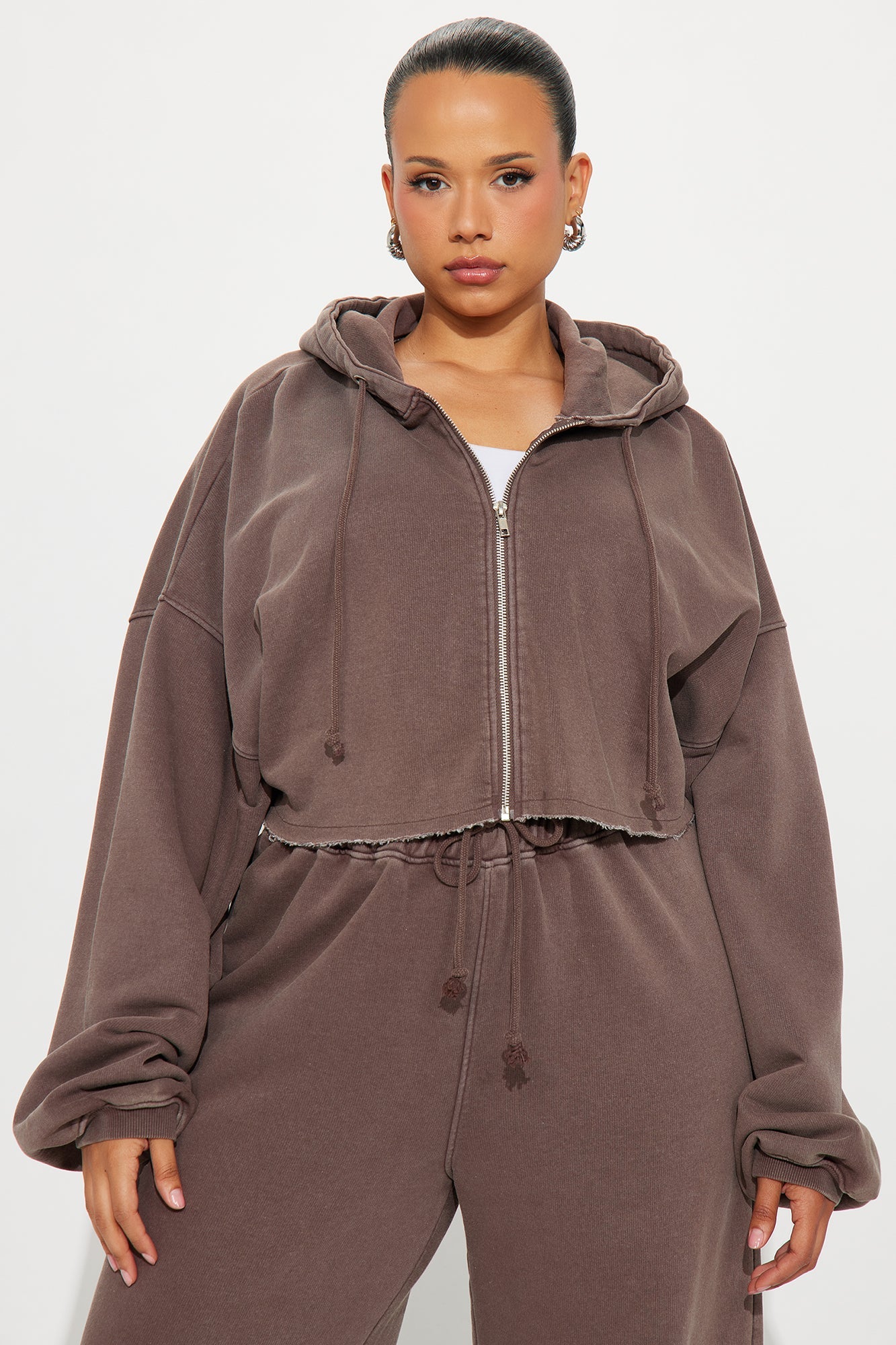 On The Go Fleece Pant Set - Chocolate