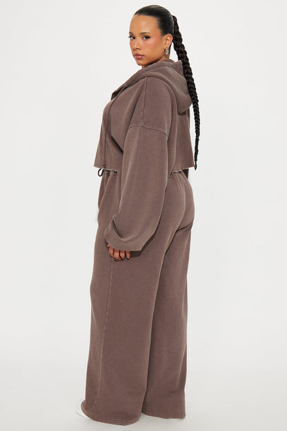 On The Go Fleece Pant Set - Chocolate