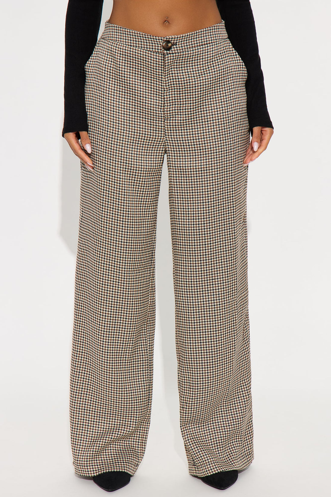 Without A Doubt Houndstooth Wide Leg Pant 31 - Cream/combo