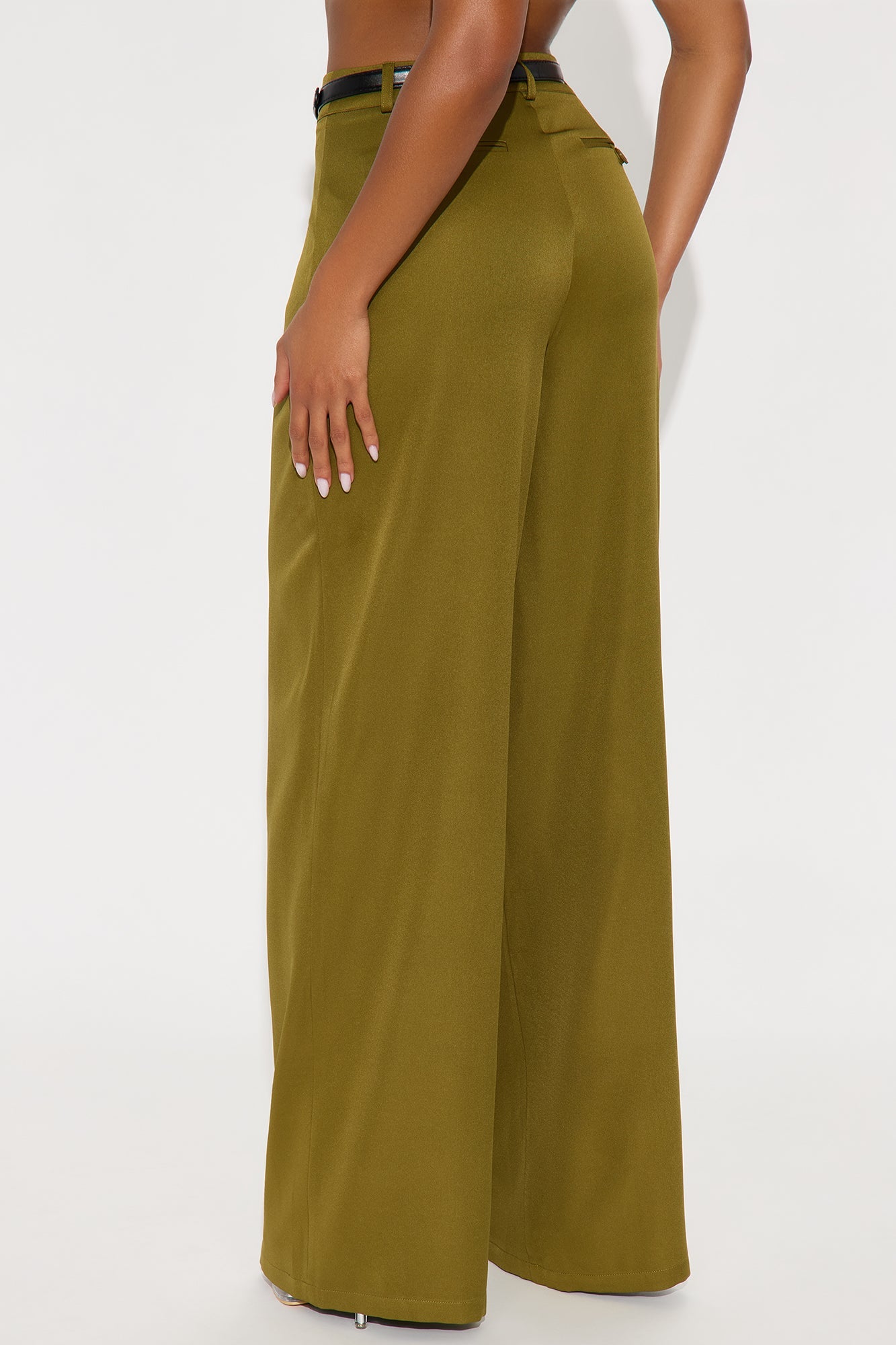 Sloane High Rise Belted Trouser Pant - Olive