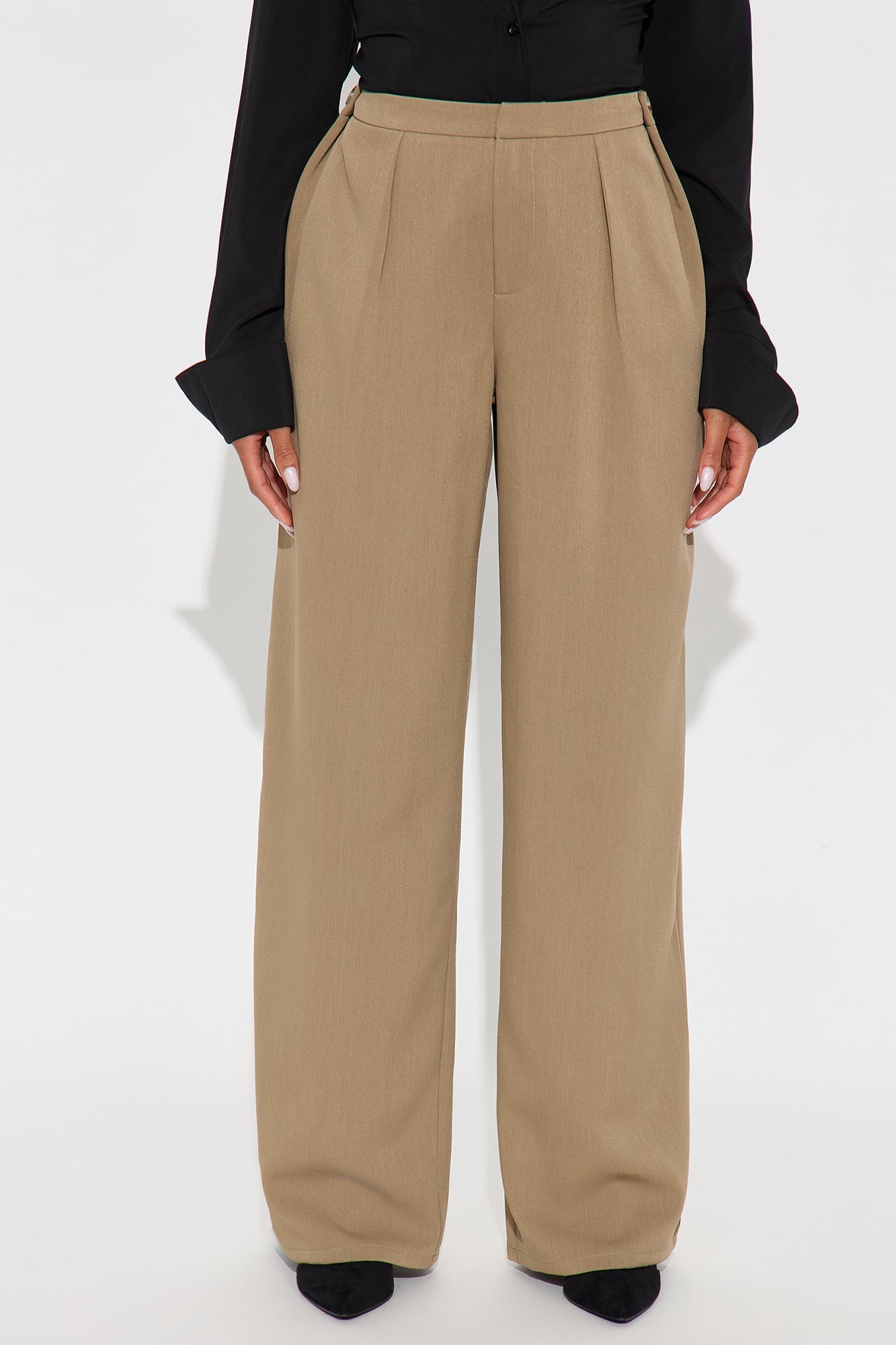 Close The Deal Wide Leg Trouser Pant 32″ - Mocha