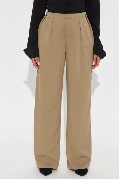 Close The Deal Wide Leg Trouser Pant 32″ - Mocha