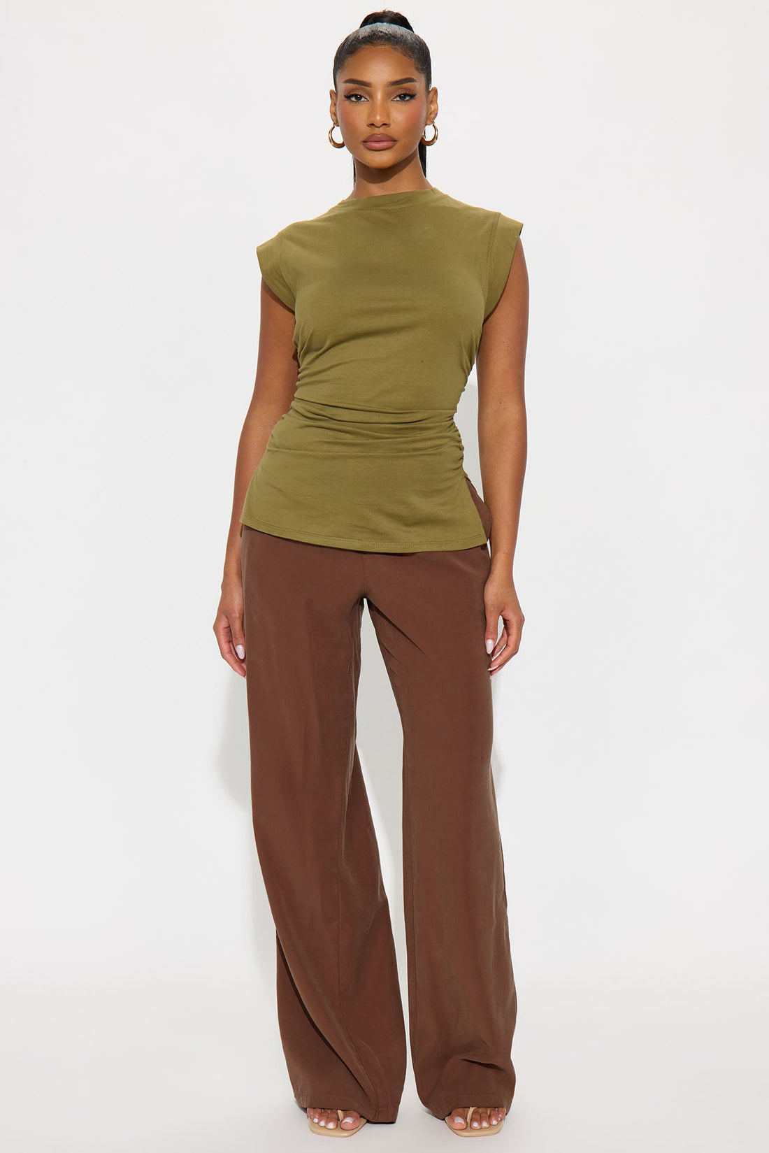 Lolita Wide Leg Lyocell Pant - Brown