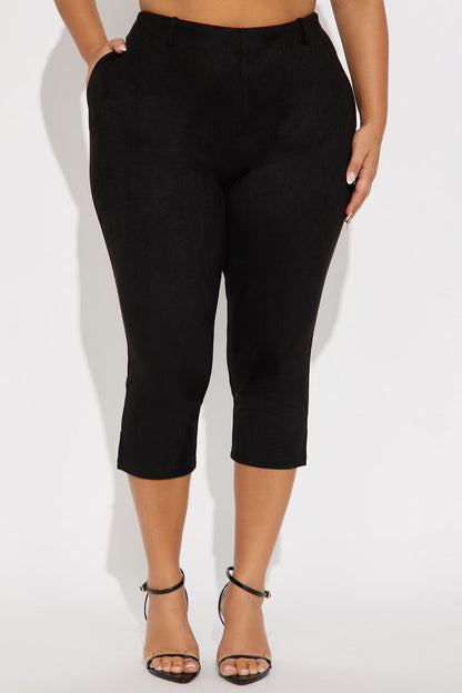 Always Yours Faux Suede Capri Pant - Black