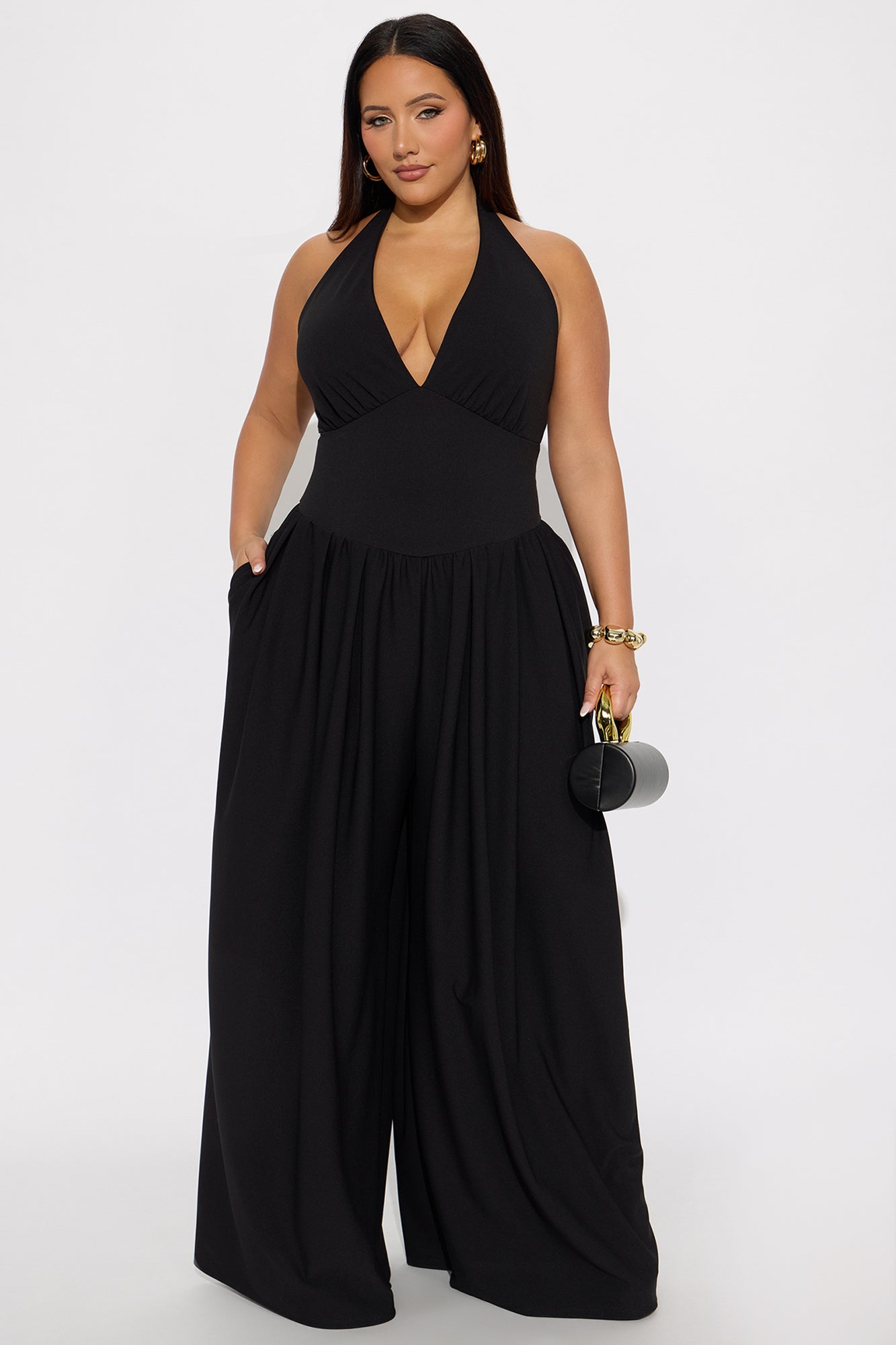 Lighter Than Air Crepe Wide Leg Jumpsuit - Black