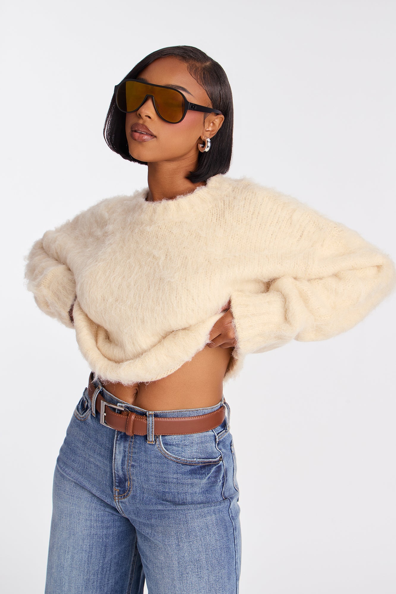 Stepping Out Fuzzy Sweater - Cream