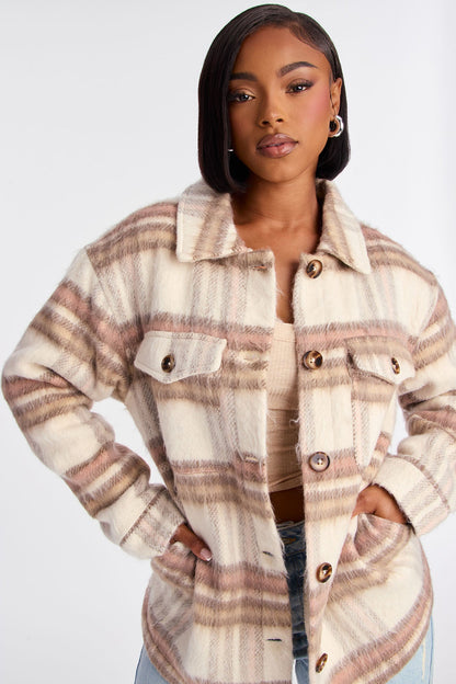 Nashville Living Plaid Shacket - Pink/combo