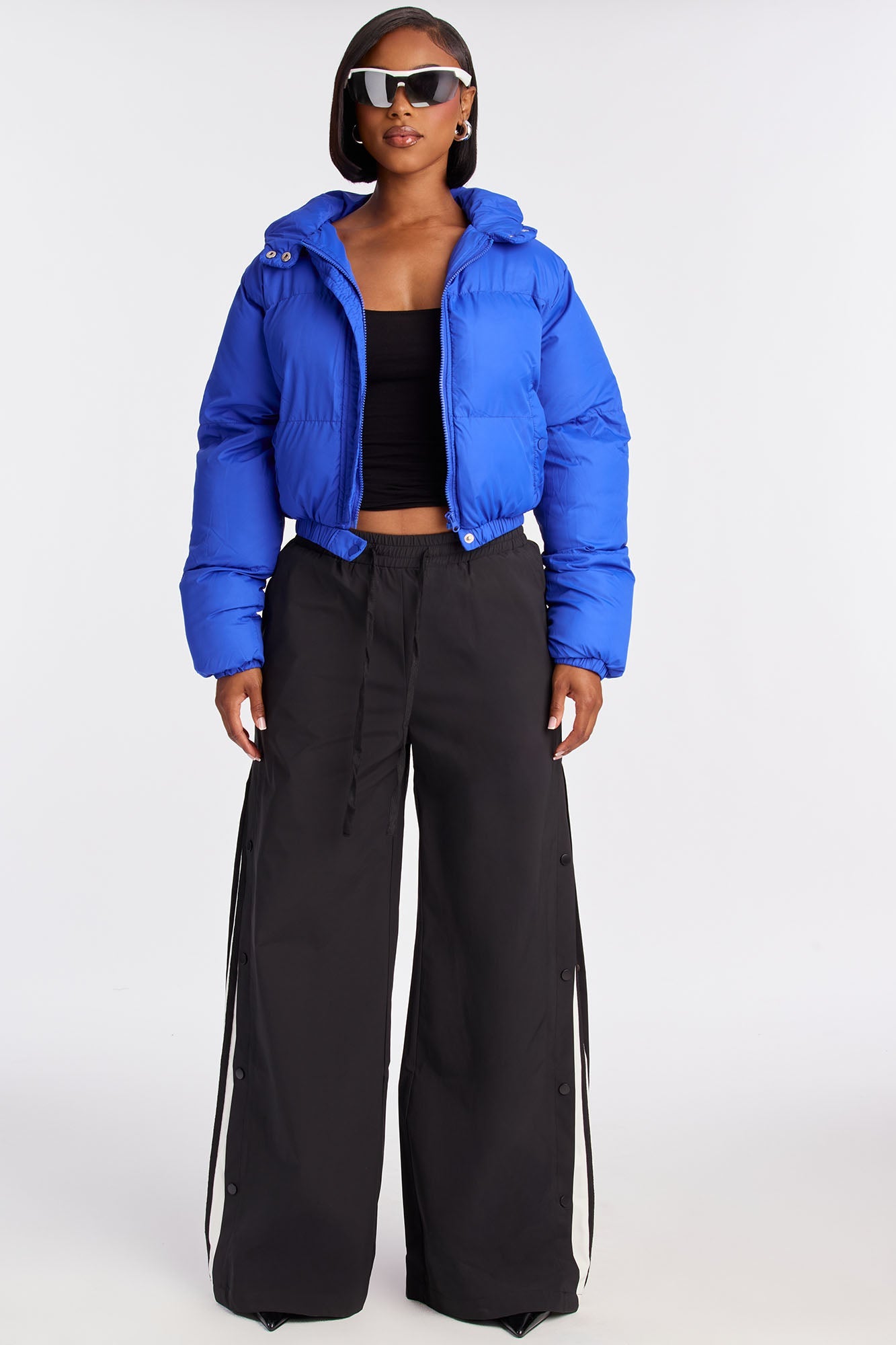 Dakota Cropped Hooded Puffer Jacket - Royal