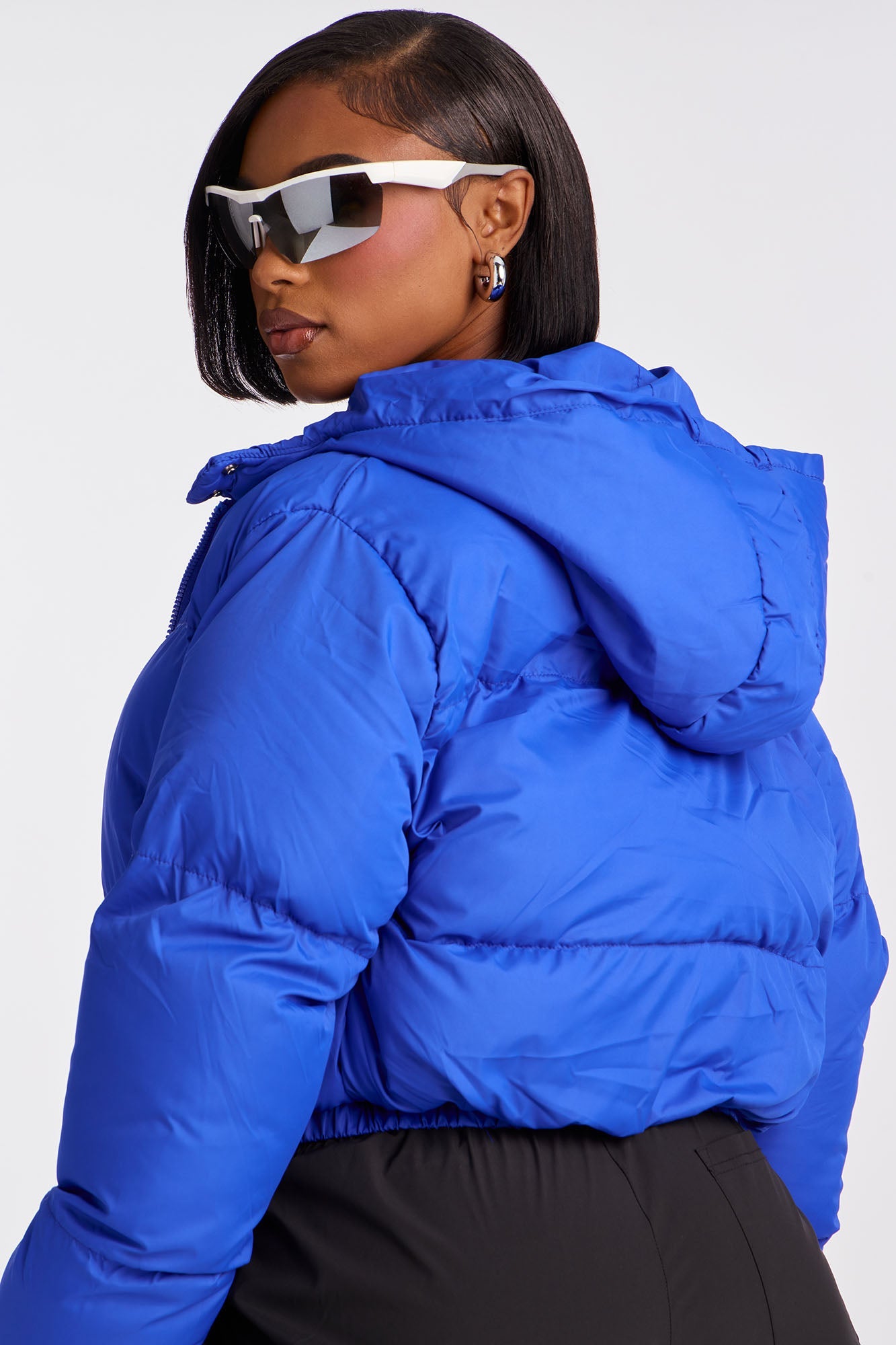 Dakota Cropped Hooded Puffer Jacket - Royal