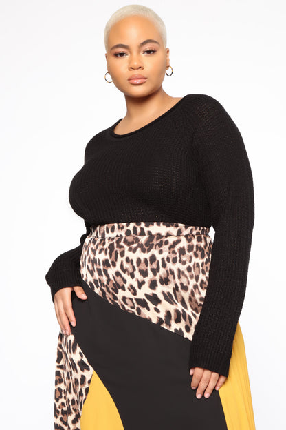 Ariana Waffle Sweater - Black