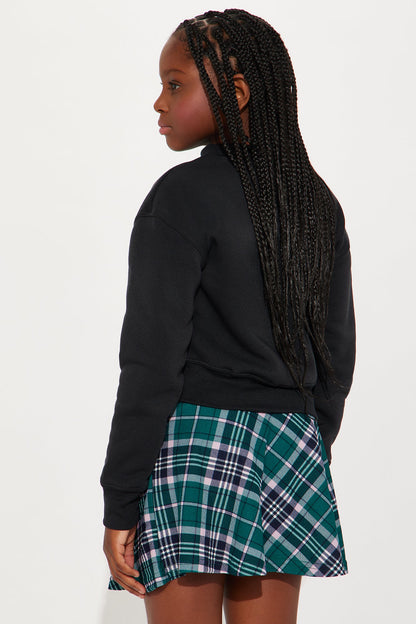 Mini So New York Mock Neck Sweatshirt &amp; Pleated Skirt Set - Black/combo