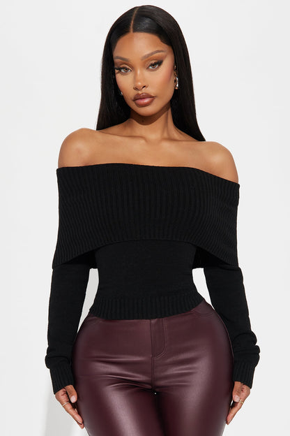 Layla Off Shoulder Sweater - Black