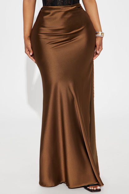 Love Like This Satin Maxi Skirt - Chocolate
