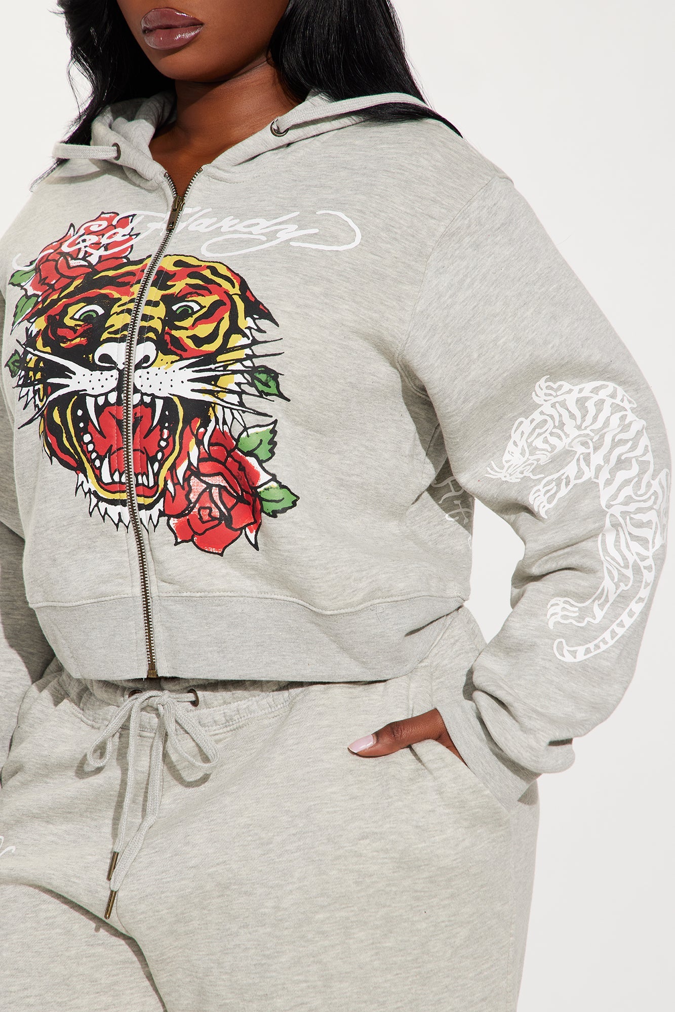Ed Hardy Tiger Pant Set - Heather Grey