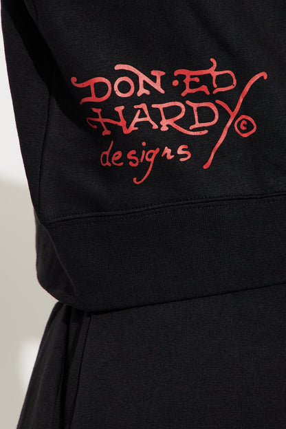 Ed Hardy NYC Zip Front Hoodie - Black