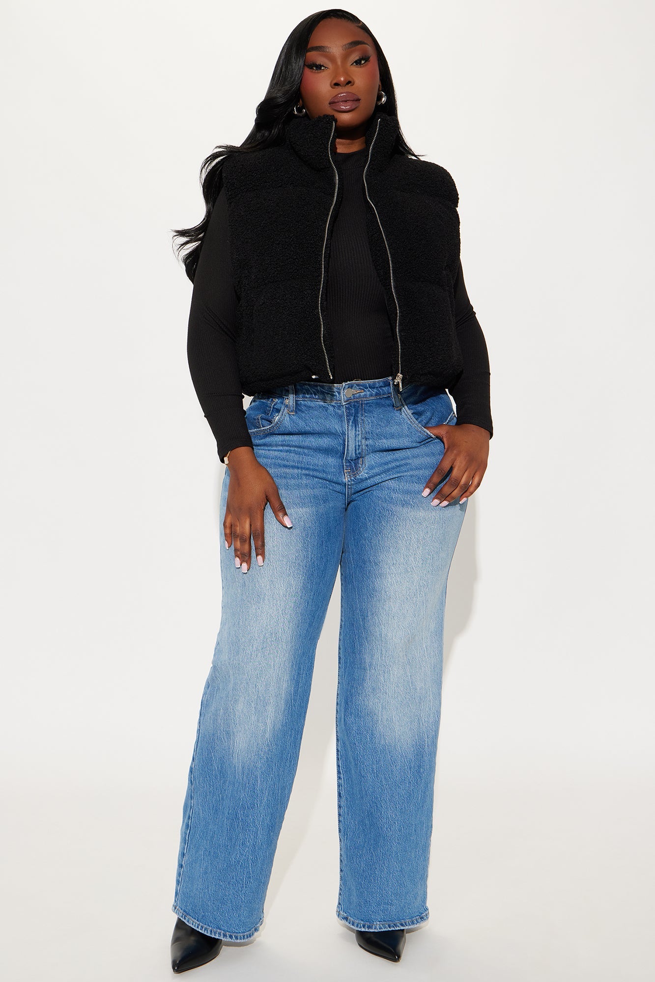 Gina Ribbed Long Sleeve Bodysuit - Black