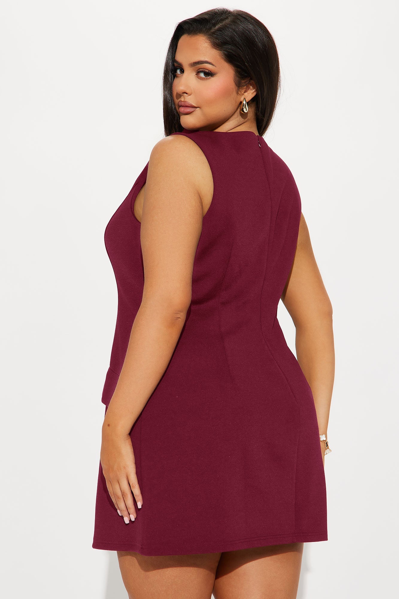 Tabitha Boat Neck Mini Dress - Wine