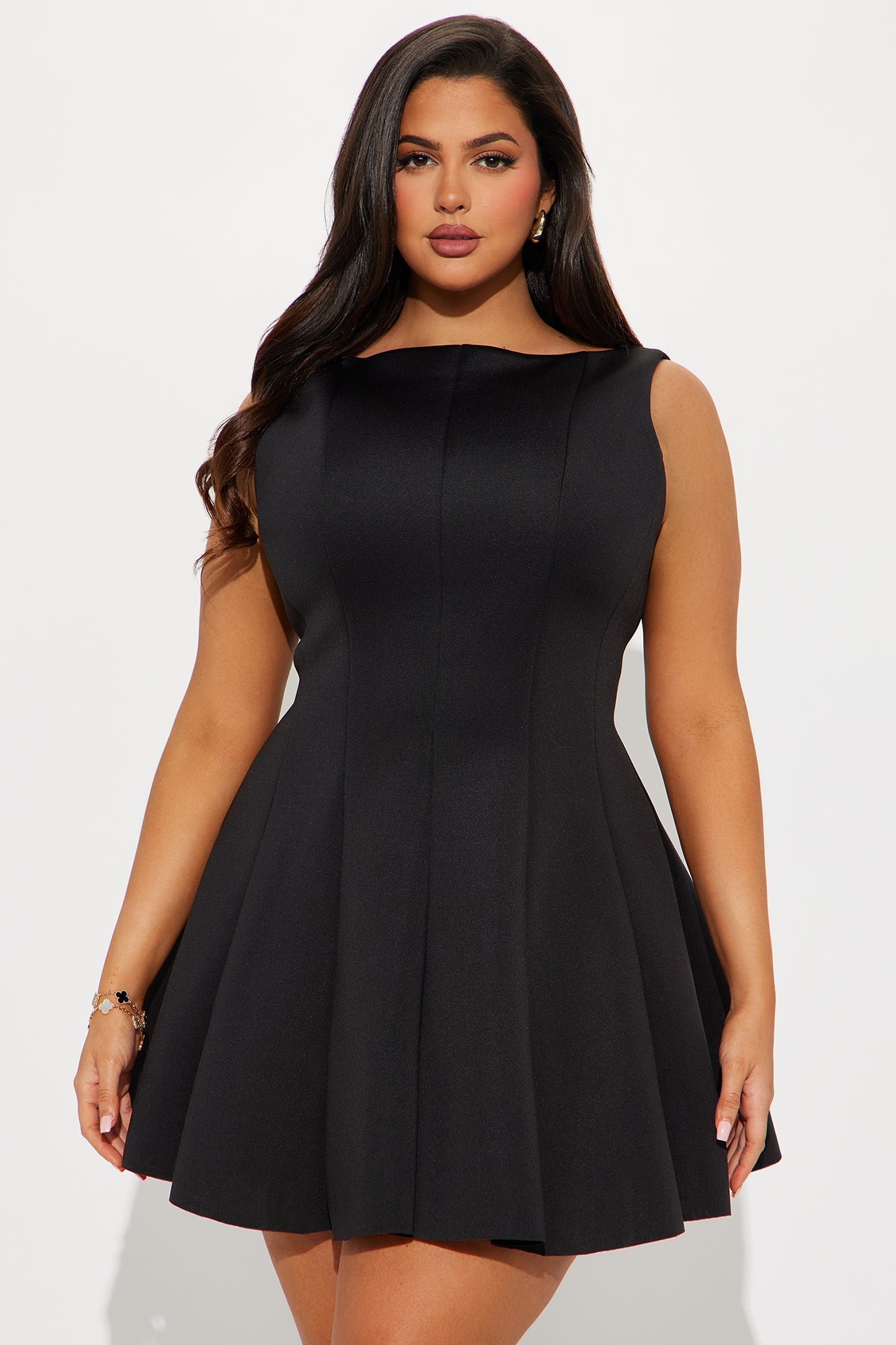 Sweet Sunday Pleated Mini Dress - Black