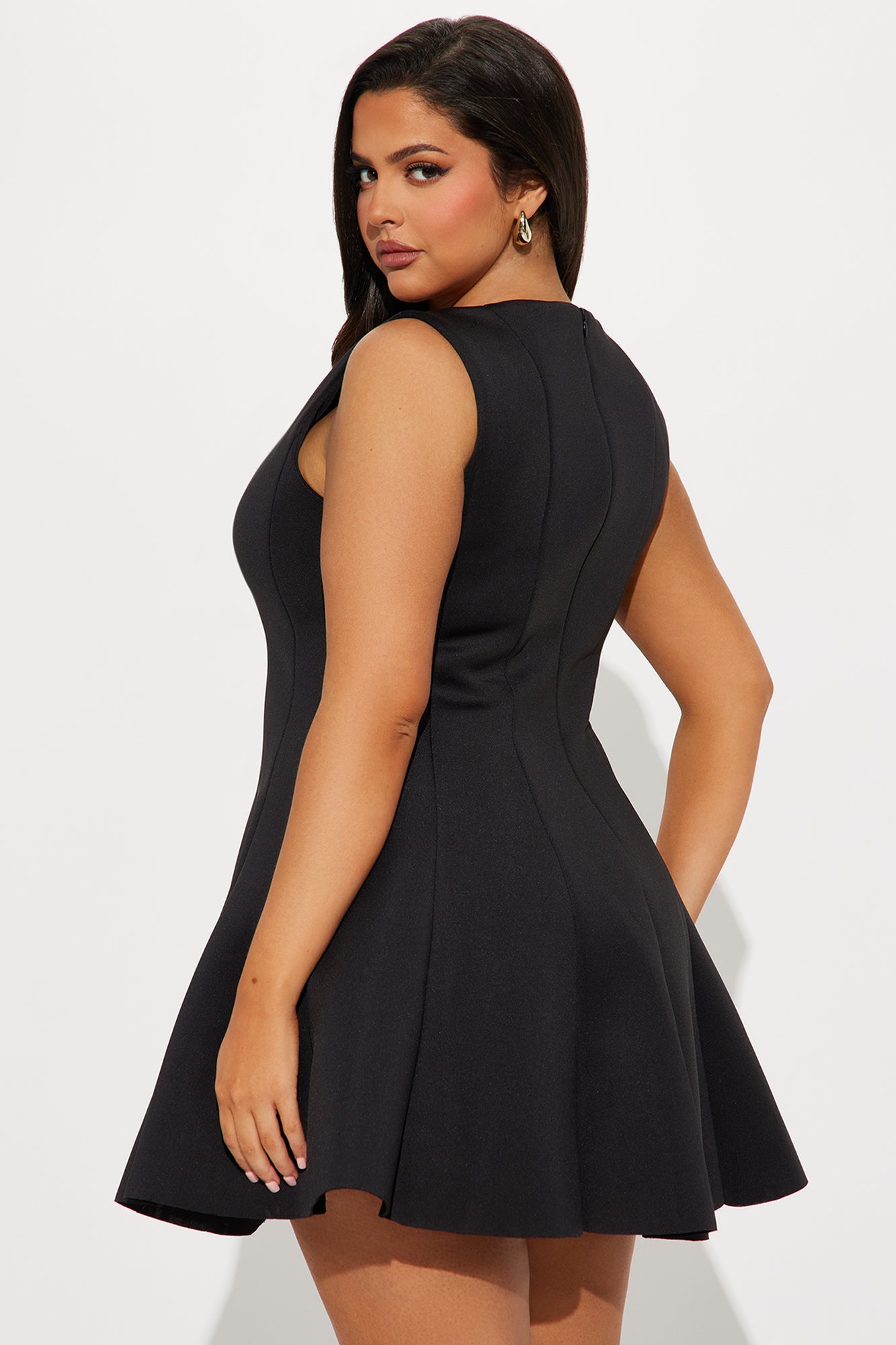 Sweet Sunday Pleated Mini Dress - Black