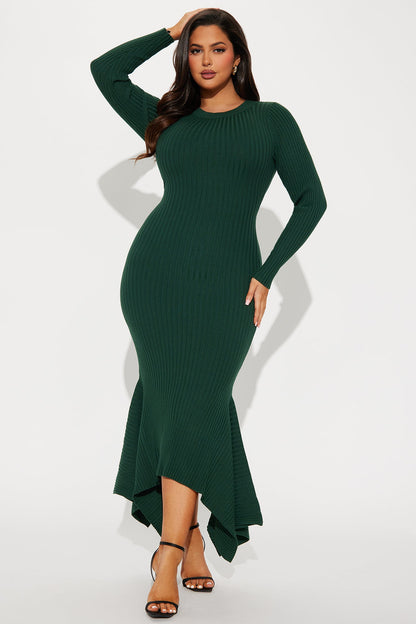 Kaylie Sweater Maxi Dress - Hunter