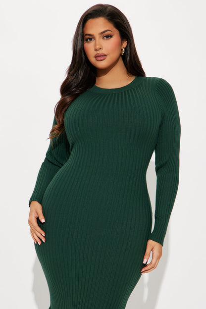 Kaylie Sweater Maxi Dress - Hunter