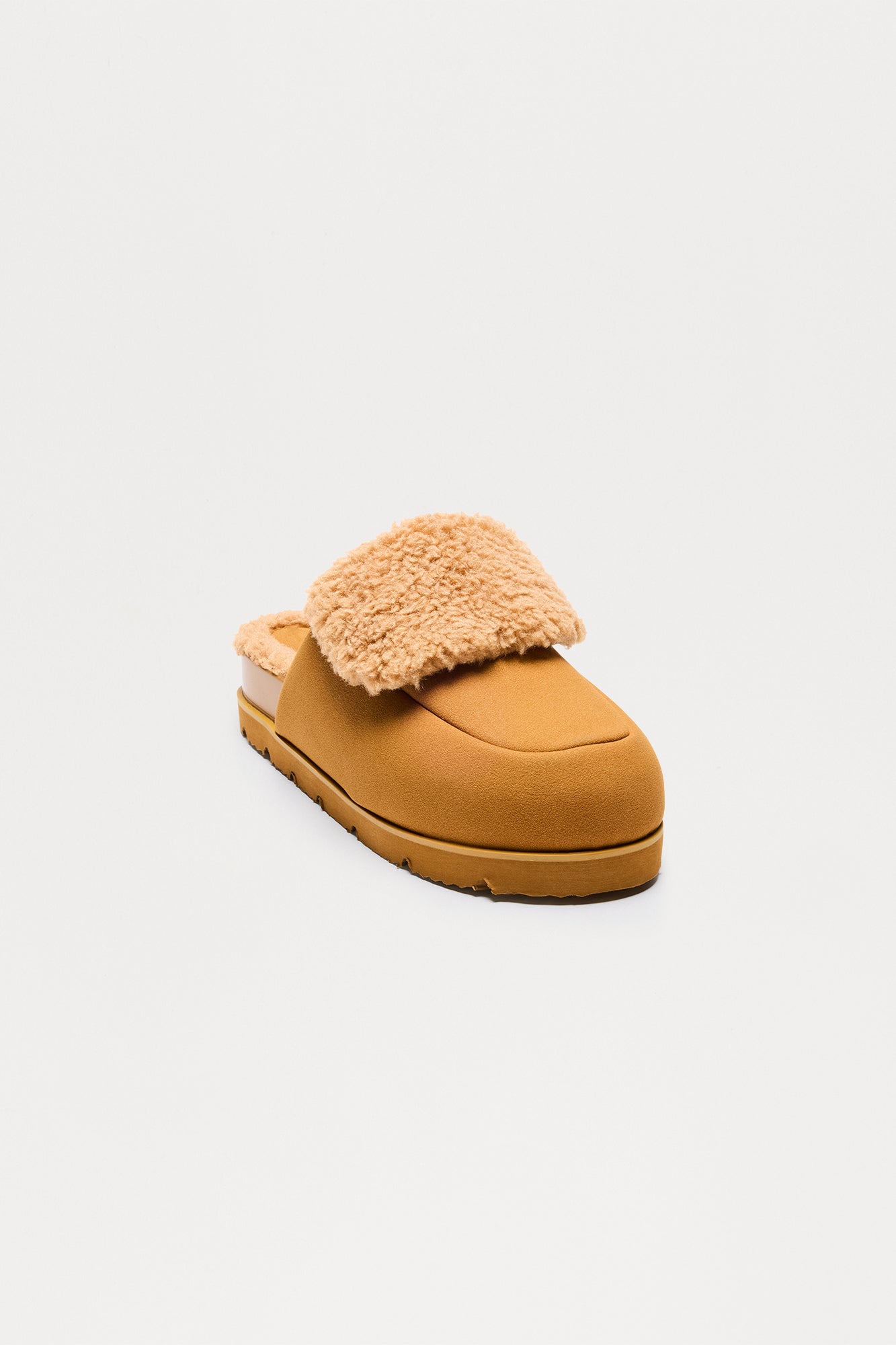 Login Faux Suede Slip On Flats - Tan