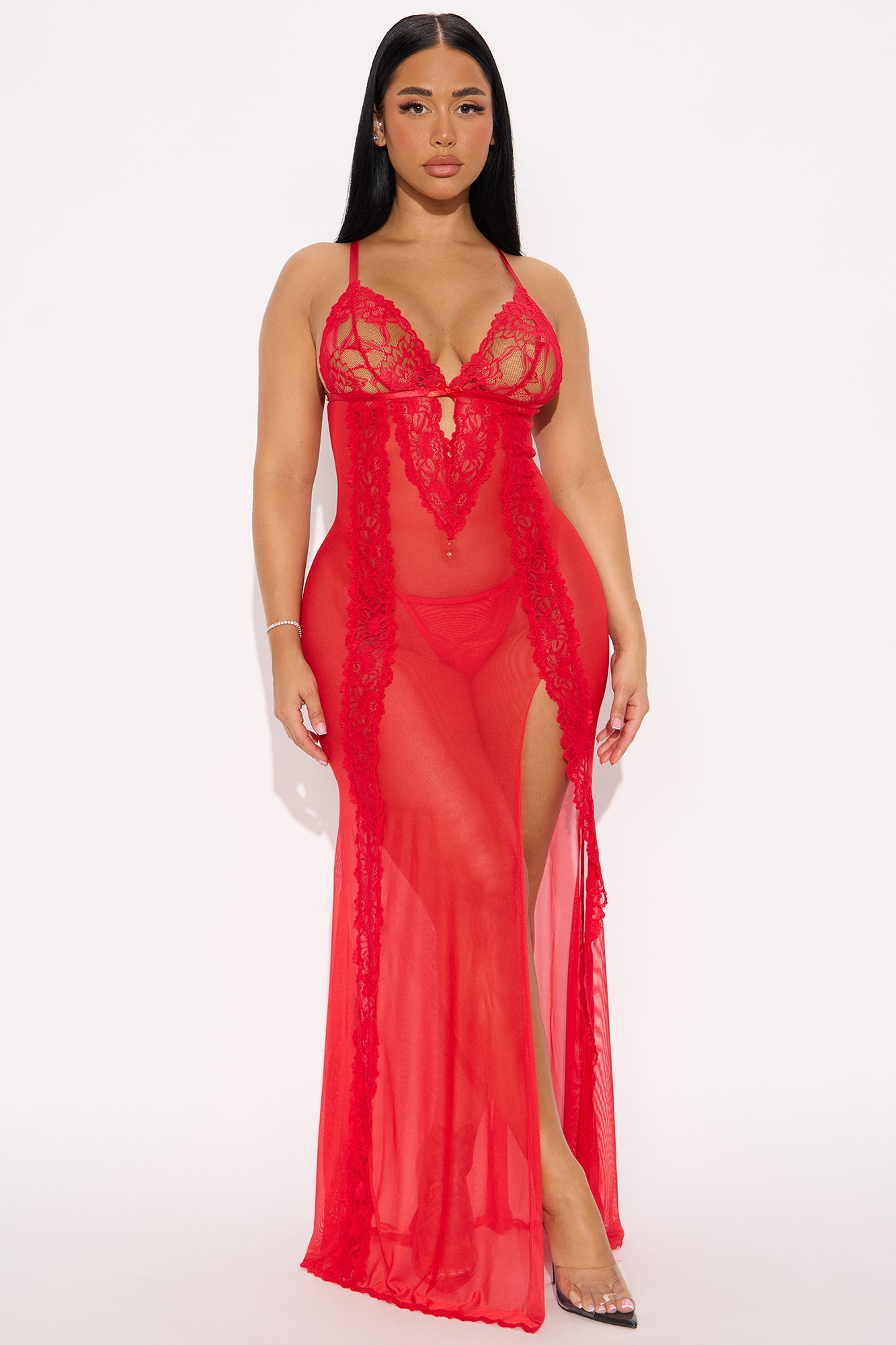 Best Kept Secret Mesh Maxi Gown - Red