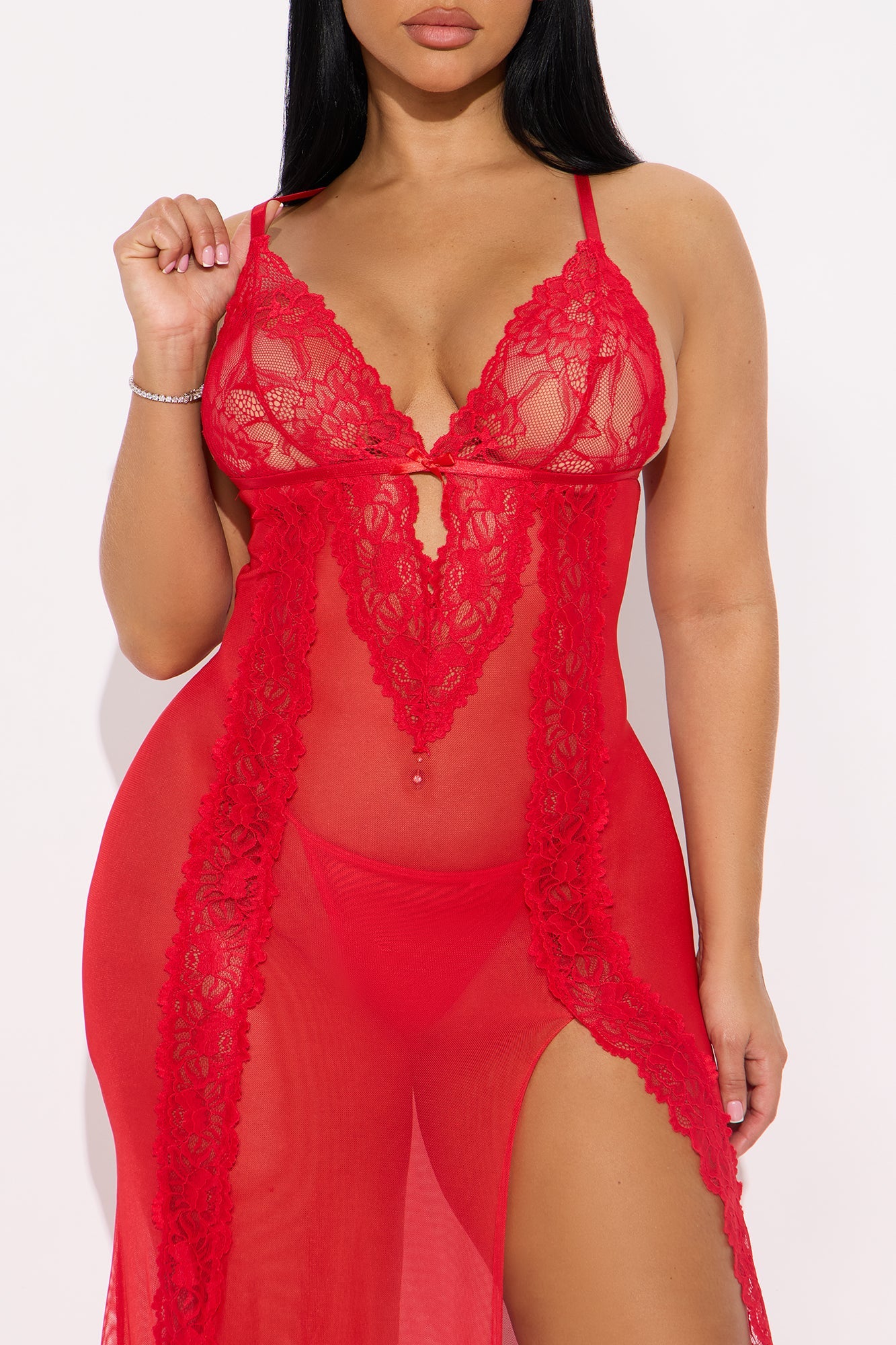 Best Kept Secret Mesh Maxi Gown - Red