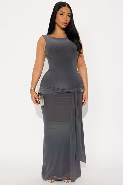 TTYL Backless Maxi Dress - Charcoal